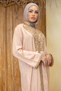 Golden Thread Abaya Peach