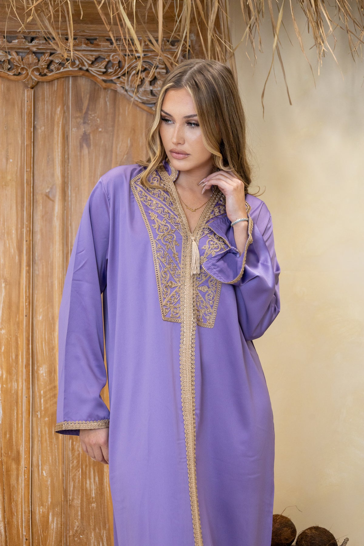 Golden Thread Abaya Purple